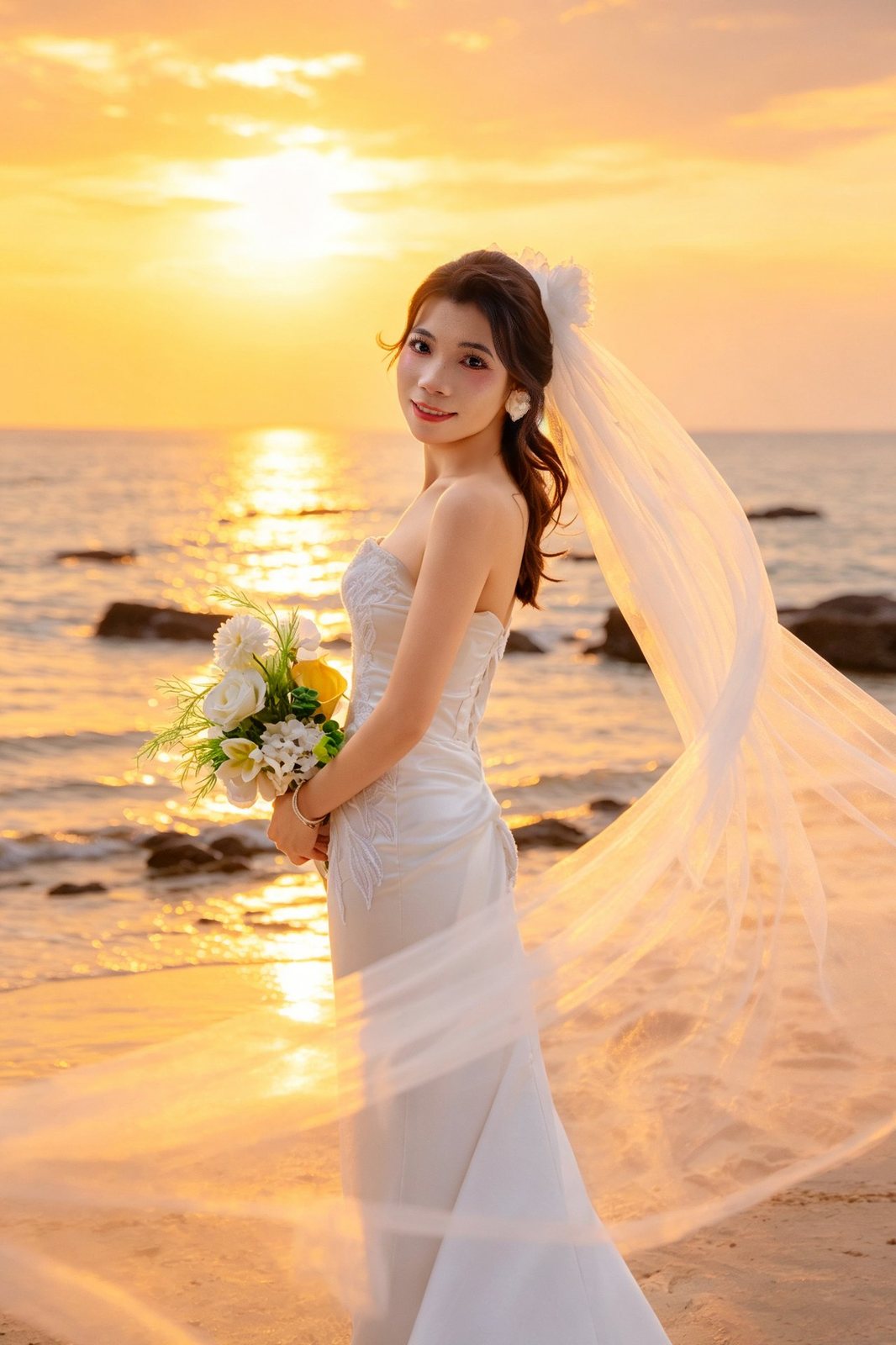 海边夕阳新娘